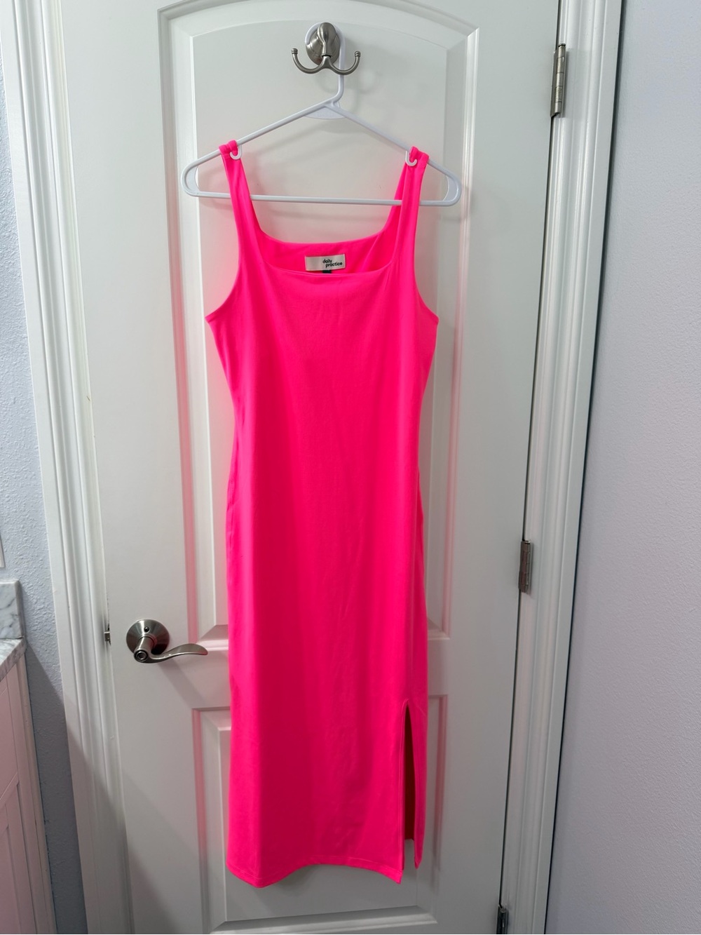 Daily Practice - Anthropologie - Neon Sunset Pink Sleeveless Scoop-Neck Dress View 5